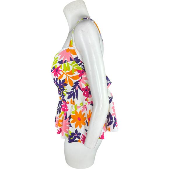 Terra & Sky 1X Tankini Top Swimwear Floral Molded Cup Underwire NWT Plus Size - Picture 3 of 14